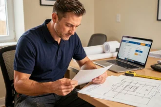 Artisan du bâtiment consultant un devis gratuit sur Proxichantier pour décrocher de nouveaux chantiers