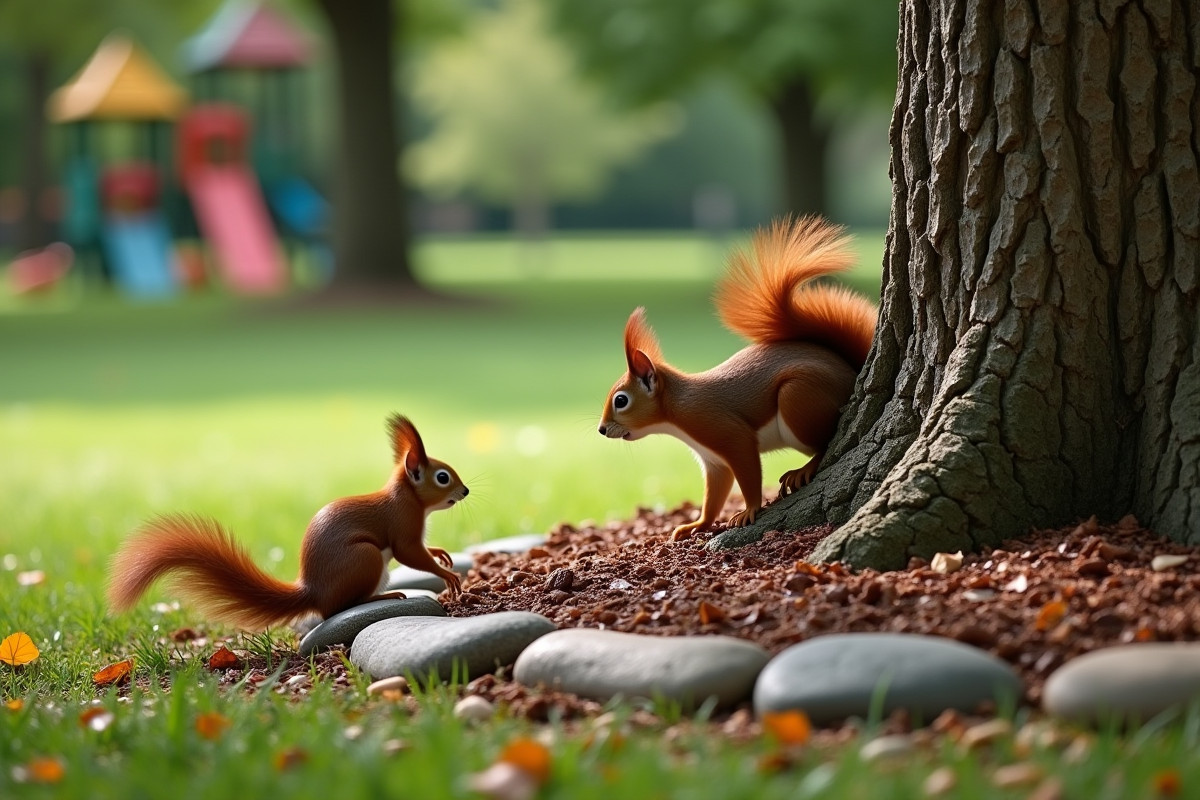 Écureuil rouge près d