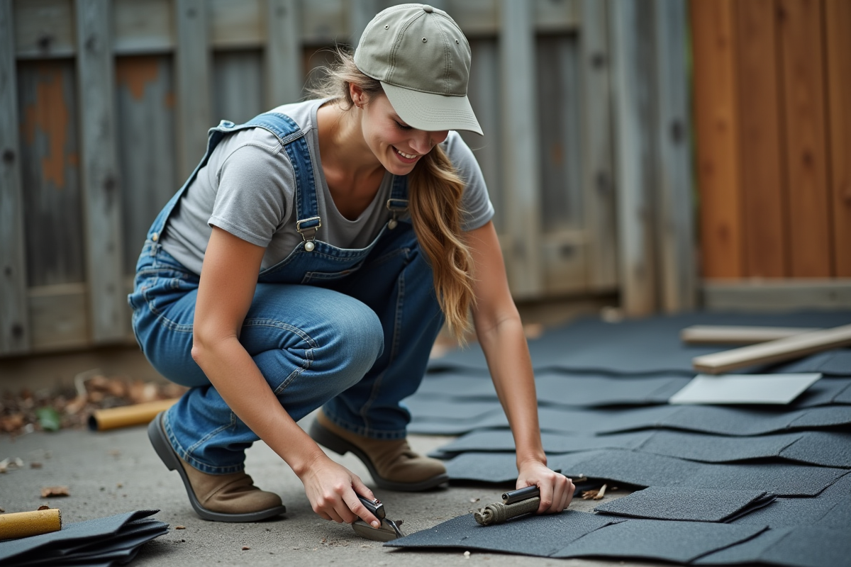 Femme comparant deux outils de demontage de bardeaux