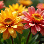 Fleurs exotiques colorées avec kalanchoe et kniphofia en plein soleil