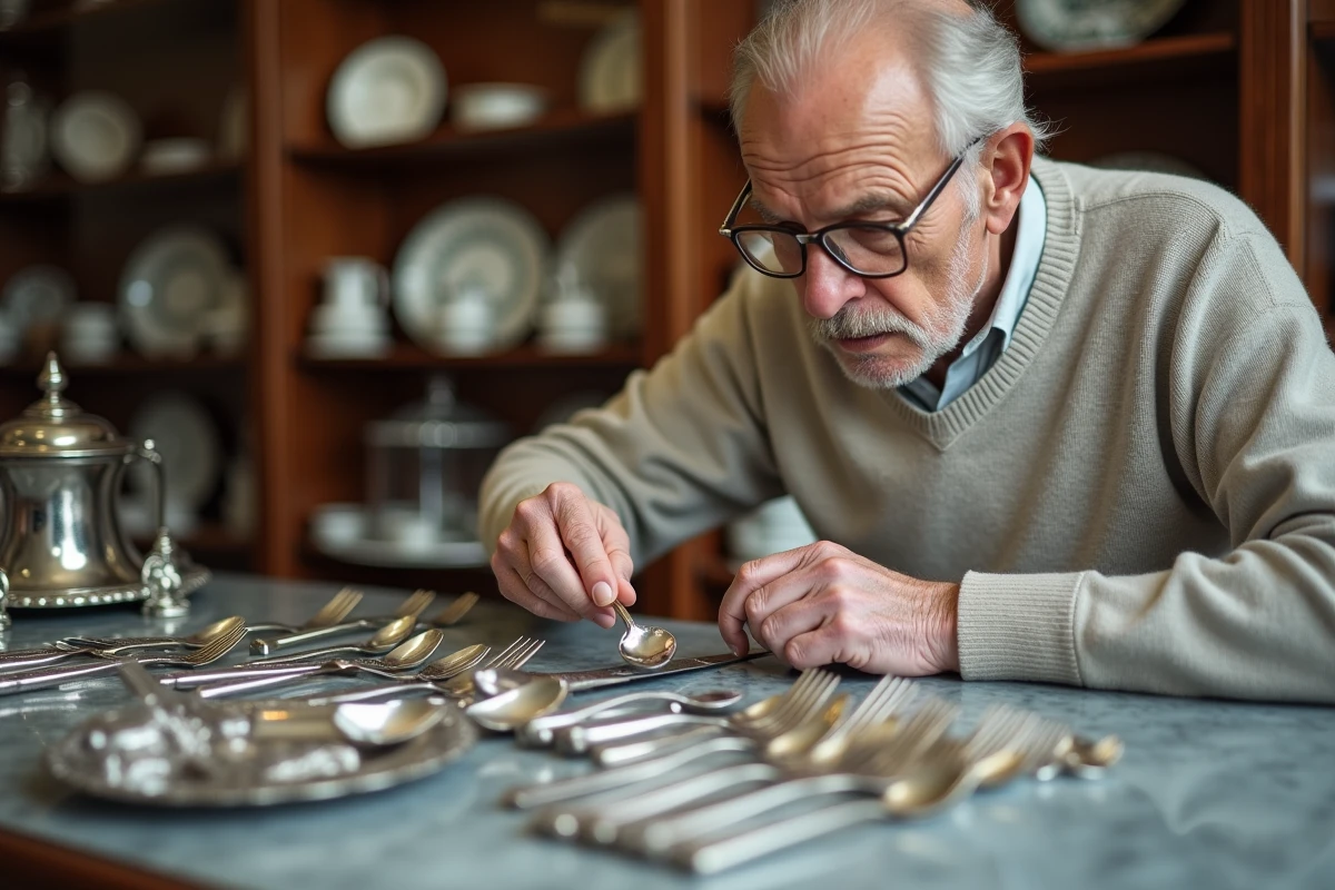 Homme âgé triant de l