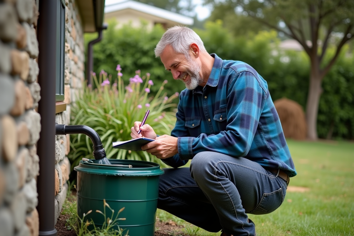 Homme inspectant un récupérateur d