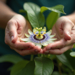 Mains humaines manipulant une tige de passiflore pour propagation